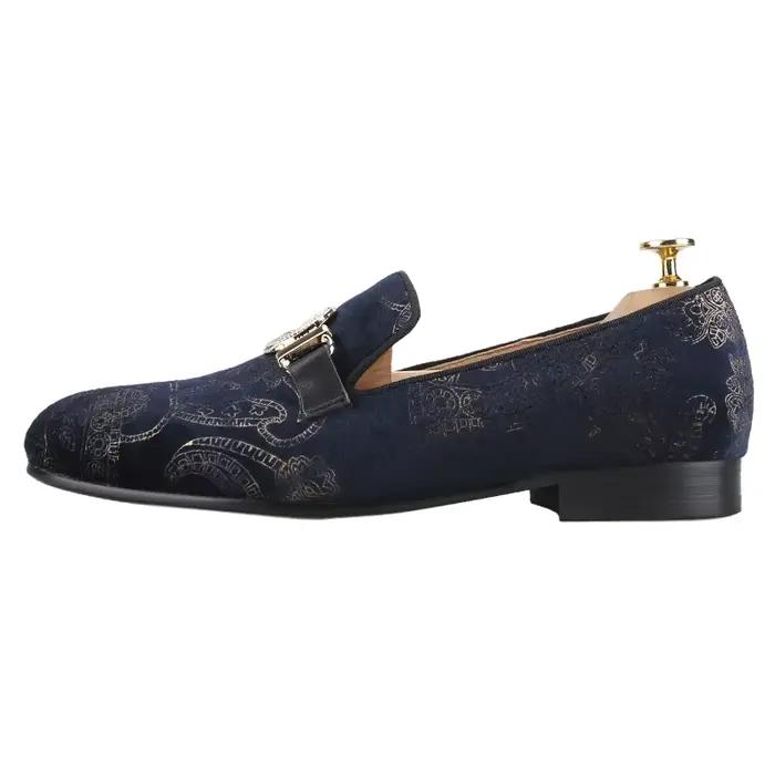 Piergitar-Mocassin en velours imprimé cachemire pour homme