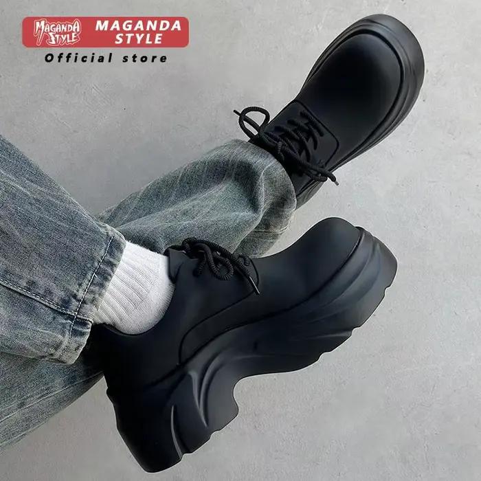 Chaussures en cuir véritable derby noires pour hommes augmentation de hauteur 7cm confortables et élégantes pour tous les jours et occasions spéciales