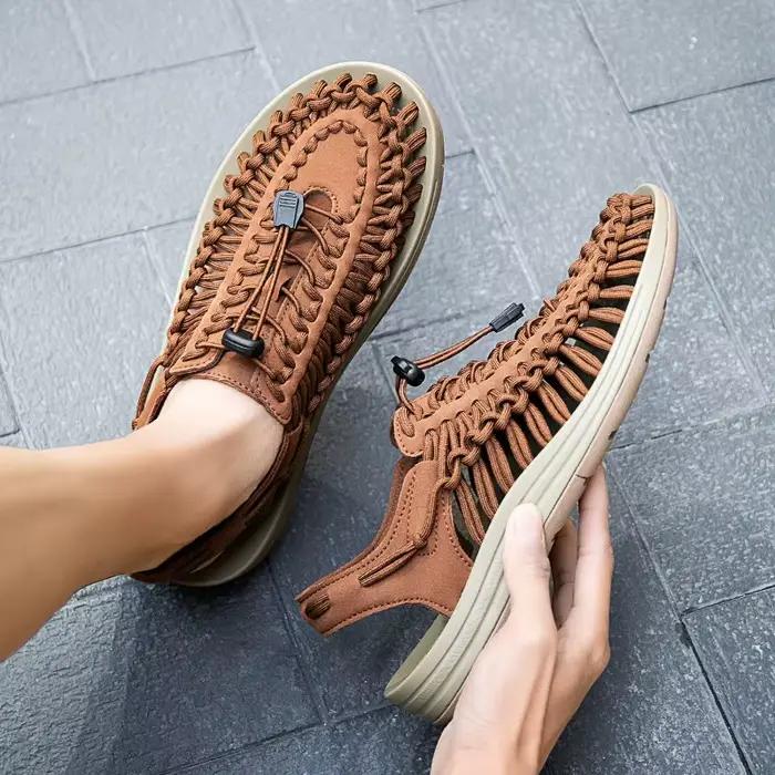Mode hommes sandales en cuir véritable
