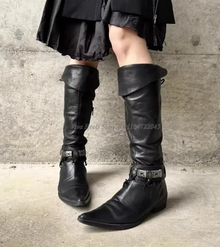 Bottes hautes vintage à bout pointu kibbutz pour femmes avec fermeture éclair et semelle en EVA pour printemps automne élégantes et confortables