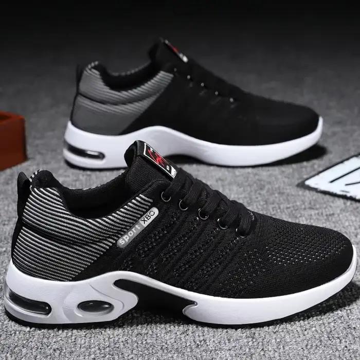 Chaussures de course respirantes en polyester pour hommes, semelle souple, coupe basse, parfaites pour les courses marathon et les sorties en plein air