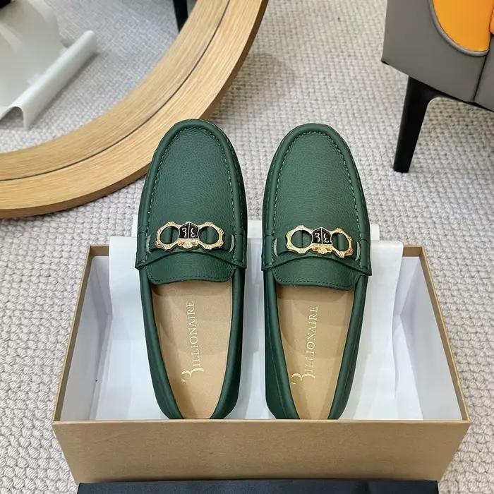 BILLIONAIRE BLLIYOSS hommes chaussures litchi à motifs cuir de veau confort haute qualité en plein air européen métal vieux argent nouvellement riche