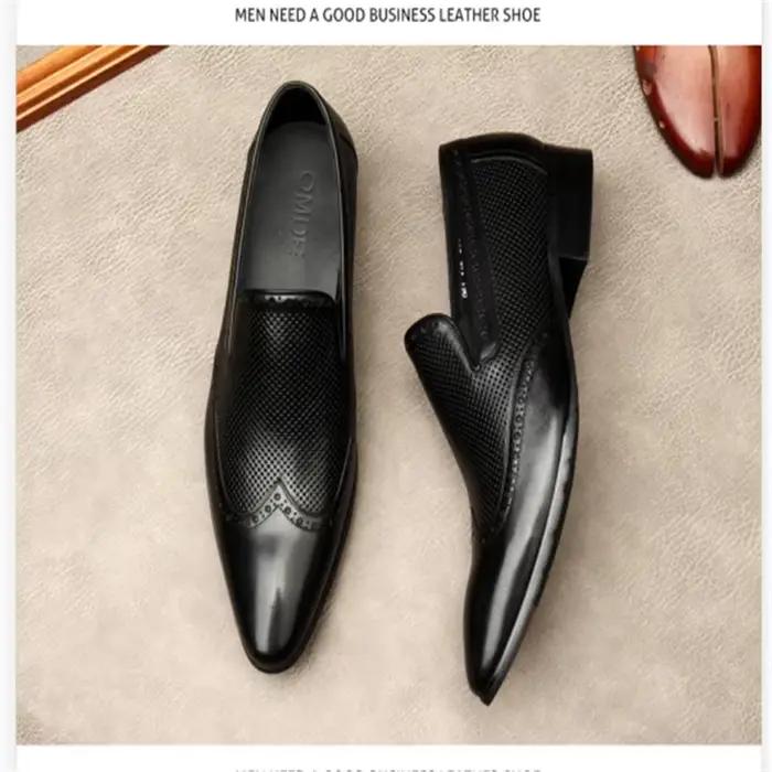Chaussures à enfiler en cuir respirant pour hommes, vêtements de travail de Style britannique, grande taille, confortables, fabriquées à la main
