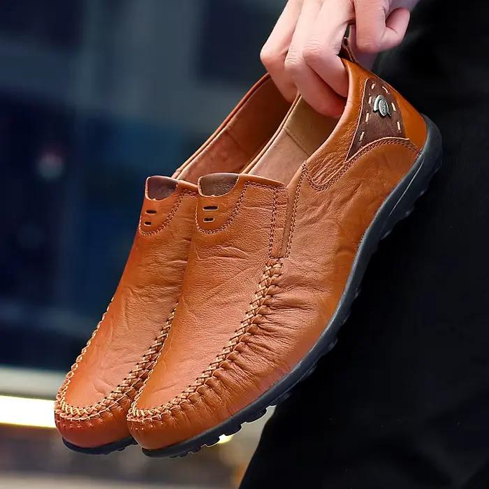 Chaussures en cuir hommes mode cuir véritable haute qualité marque de luxe confortable hommes chaussures de conduite décontractées grande taille 37-47