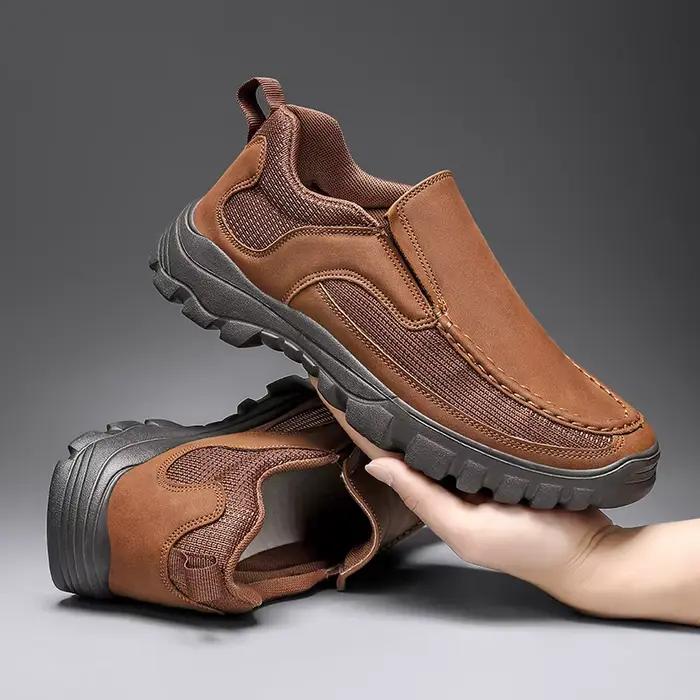 Chaussures décontractées en cuir faites à la main hommes baskets en plein air