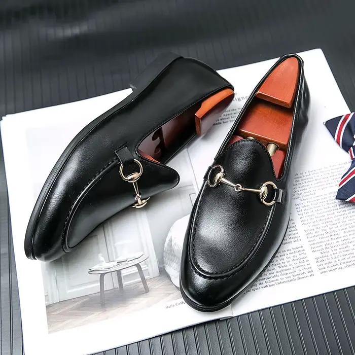 Mocassins classiques rétro en cuir véritable pour hommes, chaussures décontractées, mocassins confortables pour la conduite en plein air