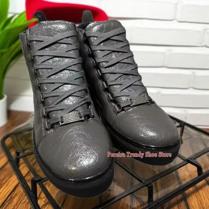 Chaussures montantes tendance en cuir véritable pour hommes