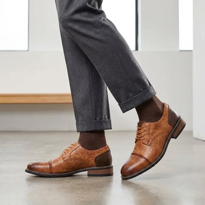 Nouvelles chaussures hommes Derby décontractées en cuir artificiel confortables pour printemps automne occasions décontractées