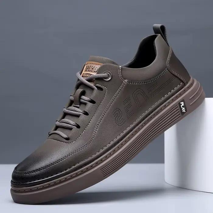 Chaussures plates en cuir véritable pour hommes
