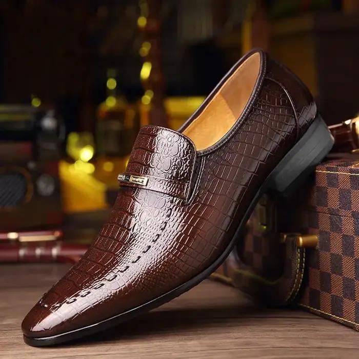 Chaussures de luxe pour hommes en cuir PU à motifs