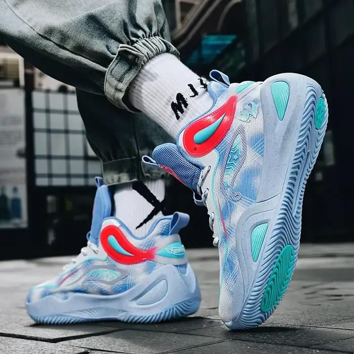 Chaussures de basket-ball pour hommes - Maille respirante, baskets légères pour l'entraînement et la compétition, chaussures de sport décontractées pour étudiants