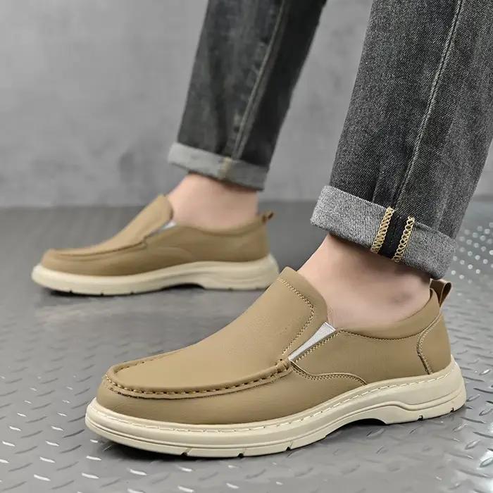 Nouvelles Chaussures en Cuir Souple de Designer 2026 pour Hommes – Mocassins Décontractés et Élégants de Couleur Unie pour le Printemps et l'Automne