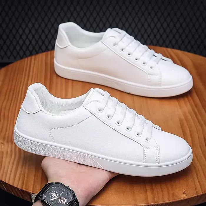Cuir hommes blanc plat chaussures décontractées baskets légères chaussures de sport respirantes chaussures pour hommes Tenis chaussures Zapatillas Hombre