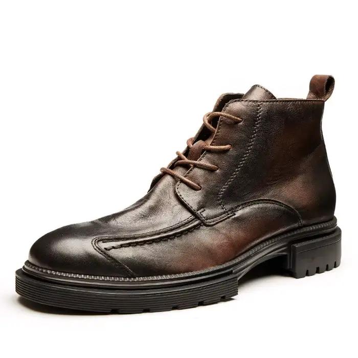 Bottes rétro en cuir pour hommes