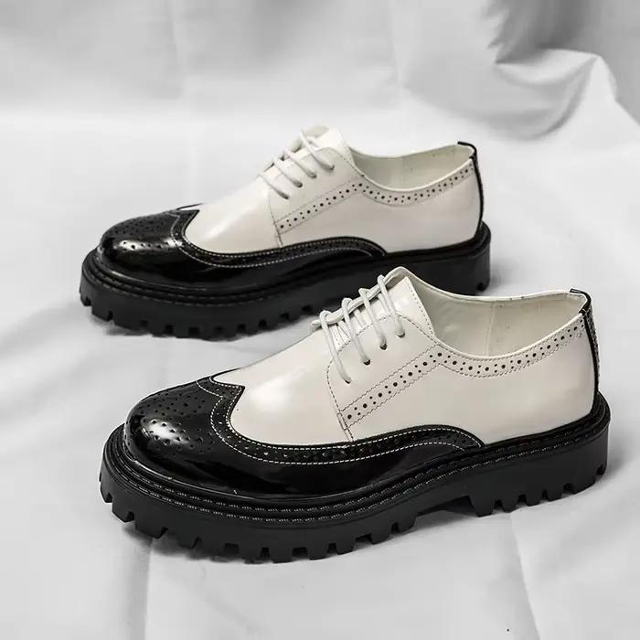 Marque de luxe richelieu chaussures pour hommes blanc à semelles épaisses décontracté Style britannique confortable