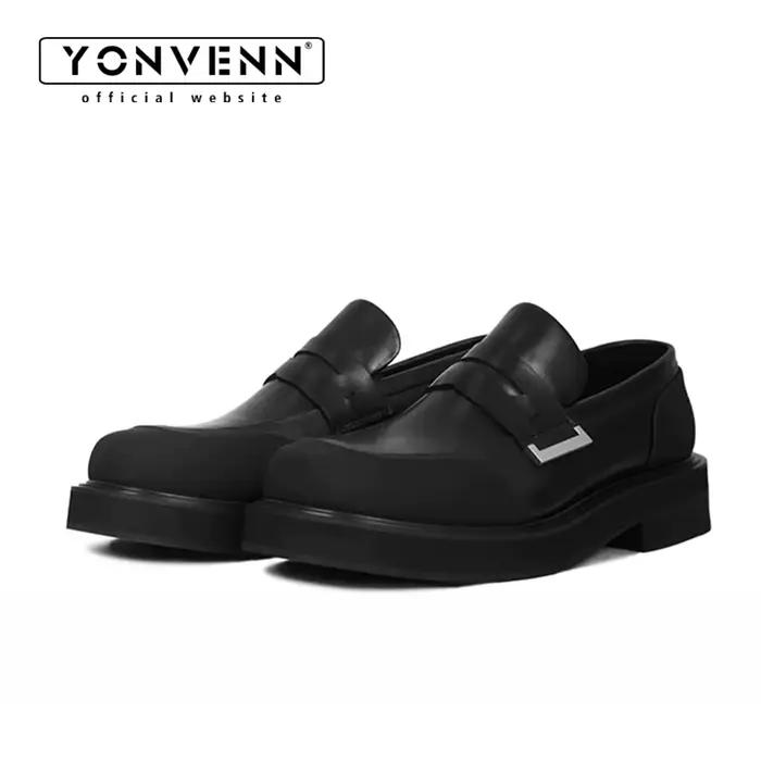Chaussures en cuir YONVENN mocassins décontractés semelle épaisse pointure variée pour hommes occasions formelles et décontractées
