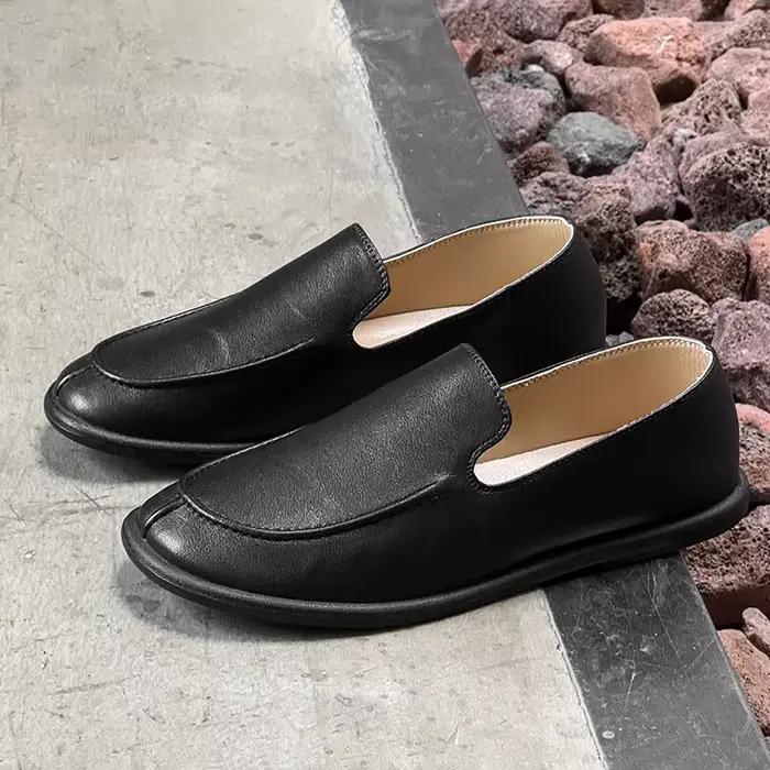 Chaussures plates en cuir véritable pour hommes