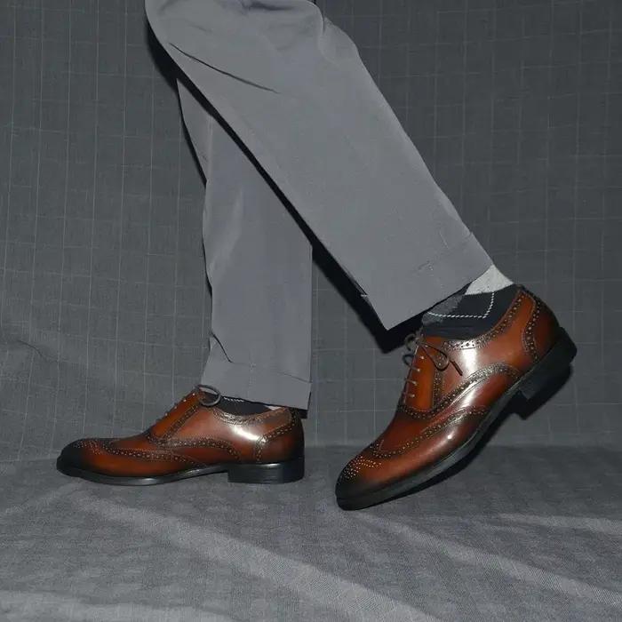 Chaussures provoqué de luxe en cuir véritable pour hommes