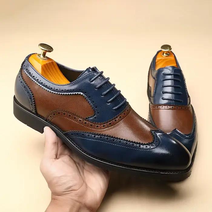 Brogues en cuir Oxford pour hommes bout pointu à lacets pour événements formels et semi-formels grandes tailles occasions spéciales