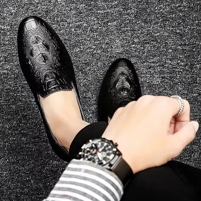 Mocassins WOSHI en cuir véritable homme pour printemps automne sans lacet décontractés et respirants pour toutes occasions