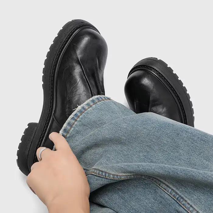 Chaussures derby homme en cuir fendu avec semelle caoutchouc respirante pour printemps automne et loisirs affaires