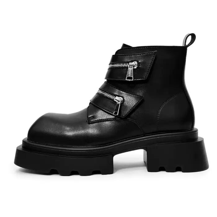 Bottes Derby Homme 2026 de Haute Qualité, Élégantes, à Semelle Épaisse, Style Punk Rock, Bottes de Chevalier, Chaussures en Cuir pour Homme, Bottes Chelsea Western Moto