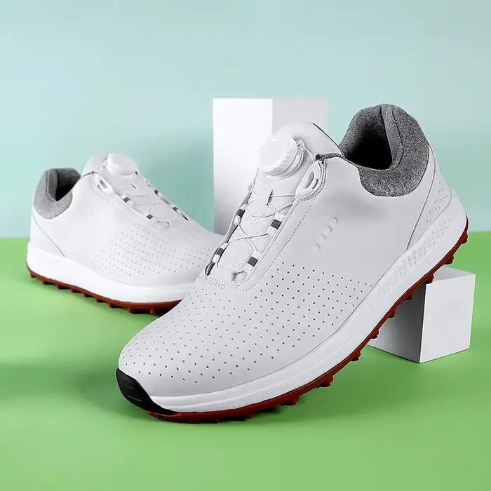 Chaussures de golf de luxe respirantes pour hommes, confortables, sans crampons, pour l'entraînement sportif en plein air, baskets antidérapantes, imperméables, pour la marche