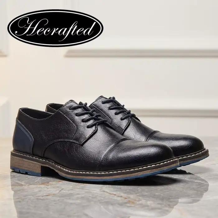 Chaussures décontractées hecrafted pour homme en cuir solide, confortables et respirantes, idéales pour les journées quotidiennes printemps automne