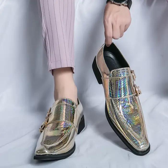 Mocassins en cuir fendu de marque de luxe pour homme, chaussures respirantes, solides, formelles et décontractées, faites à la main, de styliste, pour printemps et automne, avec ajustement parfait, disponibles en or, noir et vert