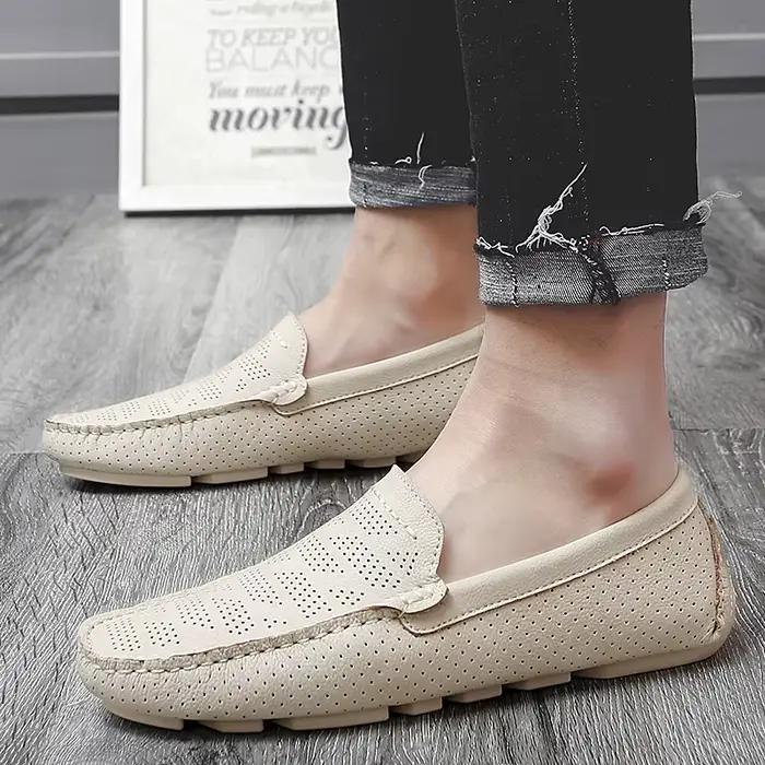 Mocassins d'été en cuir véritable pour homme, chaussures de conduite plates et décontractées, grande taille 45 46 47, de haute qualité