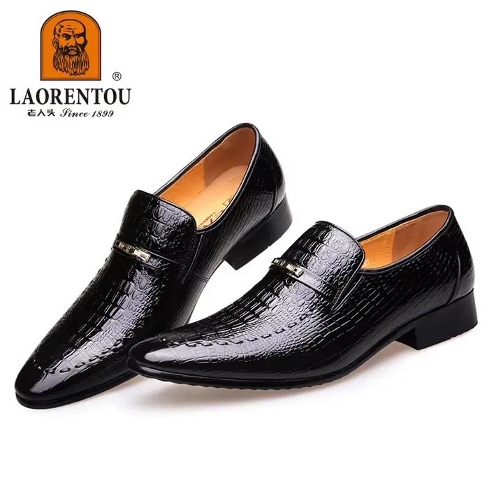 Chaussures d'affaires britanniques en cuir véritable pour hommes