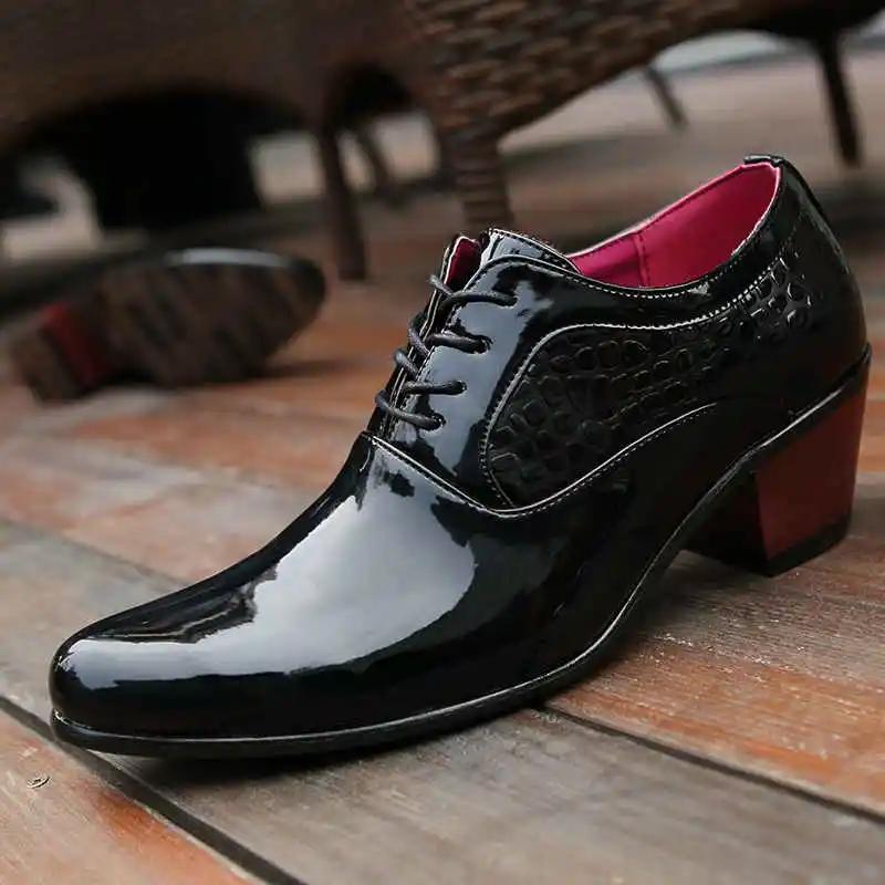 Baskets de mariage en cuir rehaussé pour hommes, chaussures à plateforme Oxford, chaussures pointues