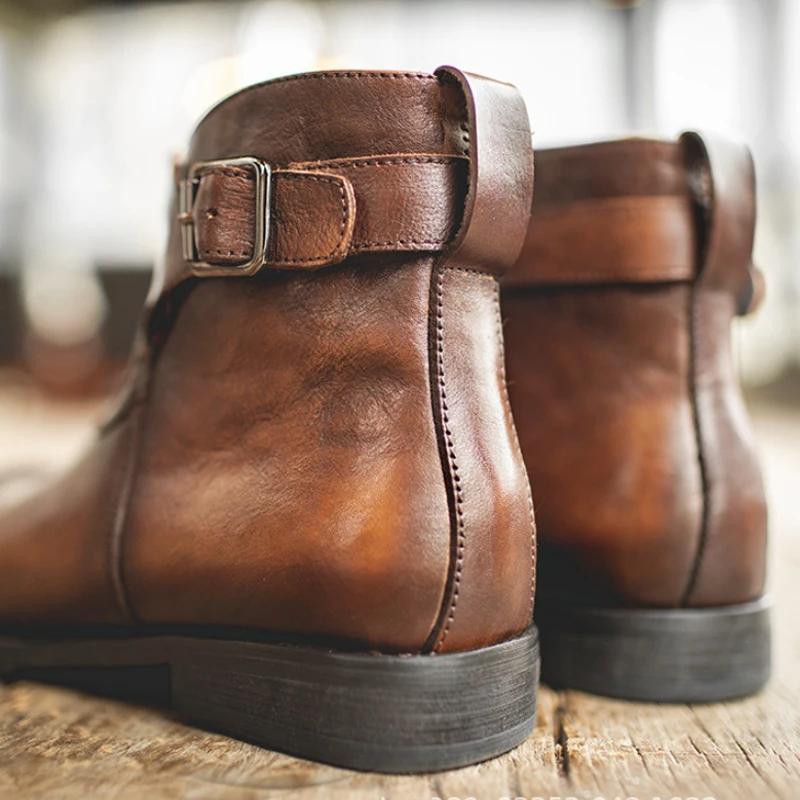 ZFTL nouveaux hommes Chelsea bottes hommes à la main en cuir véritable bottes rétro printemps et aut