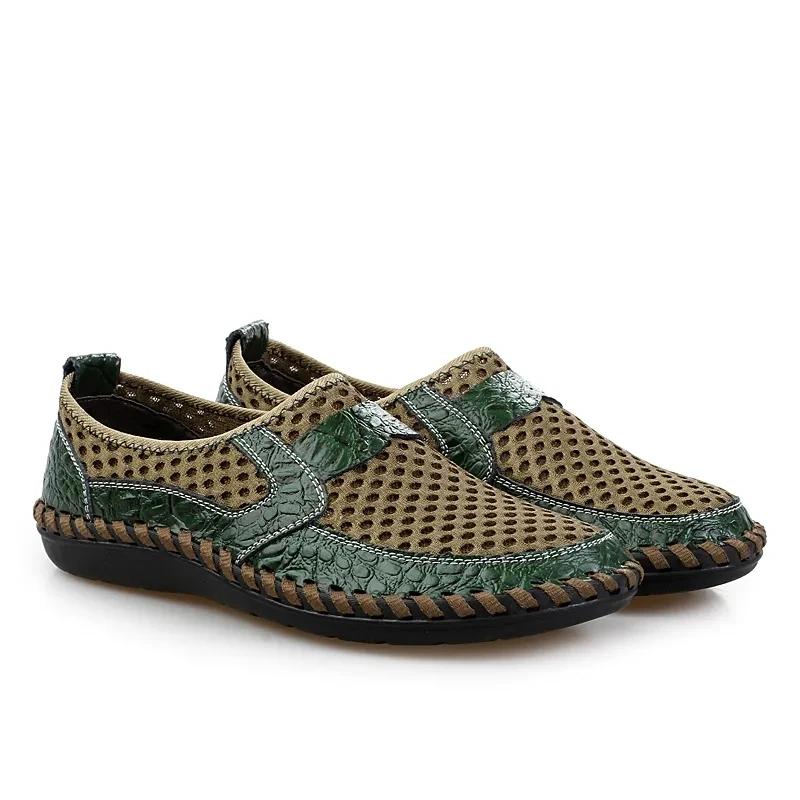 Chaussures en maille respirante pour hommes, baskets en cuir décontractées pour hommes, mocassins de