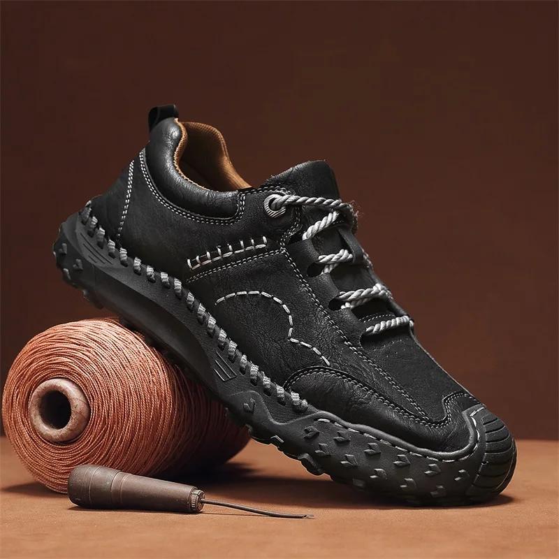 Chaussures de marche en cuir pour hommes, baskets de luxe, confortables, d'extérieur, de haute quali
