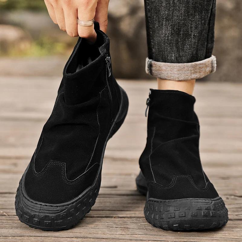 Bottines montantes classiques pour hommes, semelles antidérapantes, chaussures de travail en plein a
