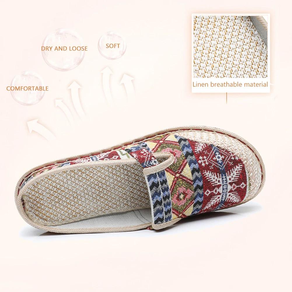 Demi-pantoufles respirantes à bout rond, chaussures en lin, confortables pour un usage quotidien, ch