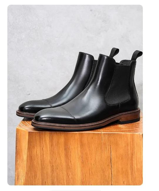 Bottes montantes en cuir pour hommes fabriquées à la main mode britannique grande taille qualité sup