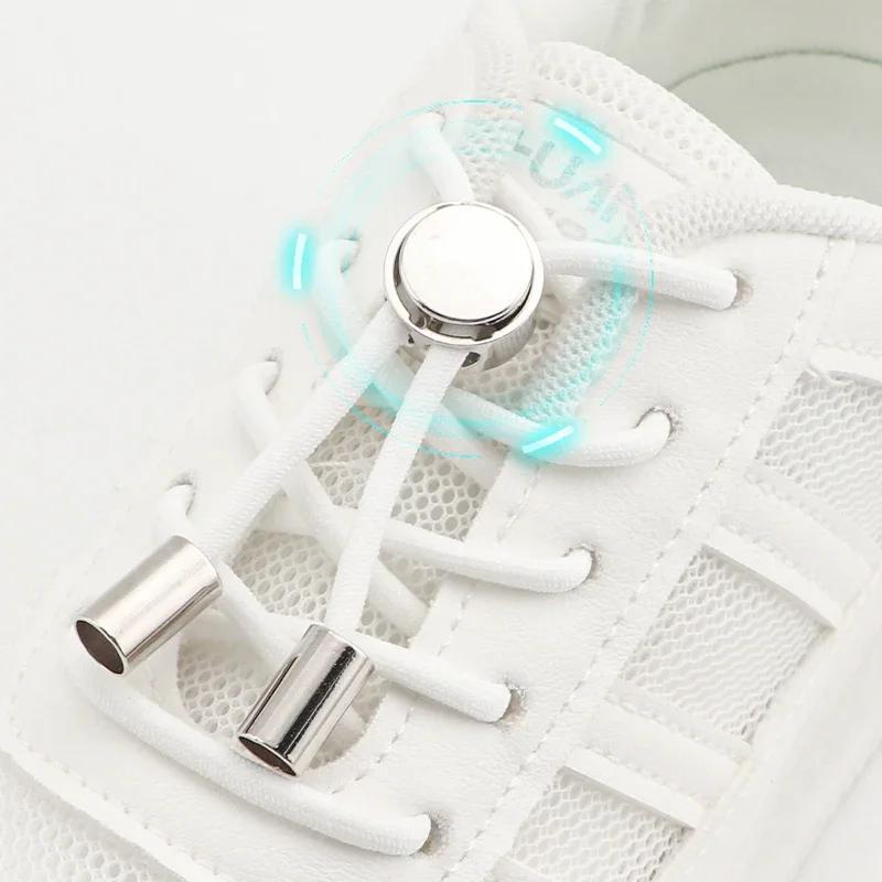 1 paire de lacets de chaussures sans attaches lacets à boucle en métal lacets élastiques ronds baske