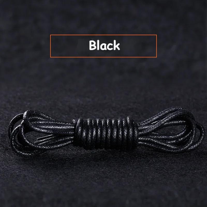 Lacets de chaussures cirés pour femmes en cuir épais de Style britannique, bottes rondes noires pour