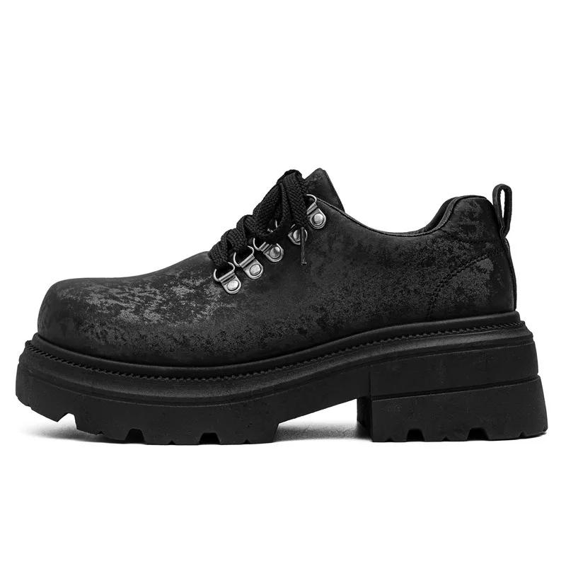 Chaussures Derby Homme Style Britannique Automne Hiver Chaussures en Cuir à Plateforme Rehaussant la
