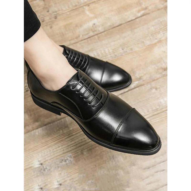 Chaussures derby d'affaires pour hommes, chaussures provoqué à lacets sur le devant