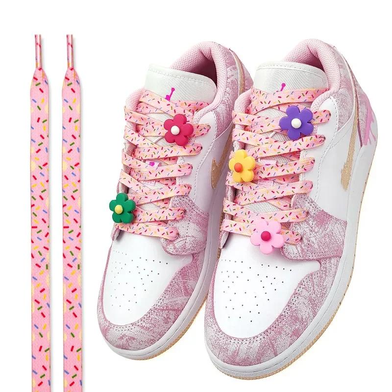 Fleur colorée Ins chaussures cordes Af1 lacets de crème glacée pour baskets canard Mandarin poudre v