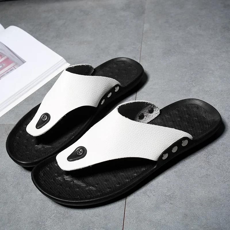 YRZL pantoufles tongs d'été pour hommes pantoufles de plage sandales marron chaussures confortables 