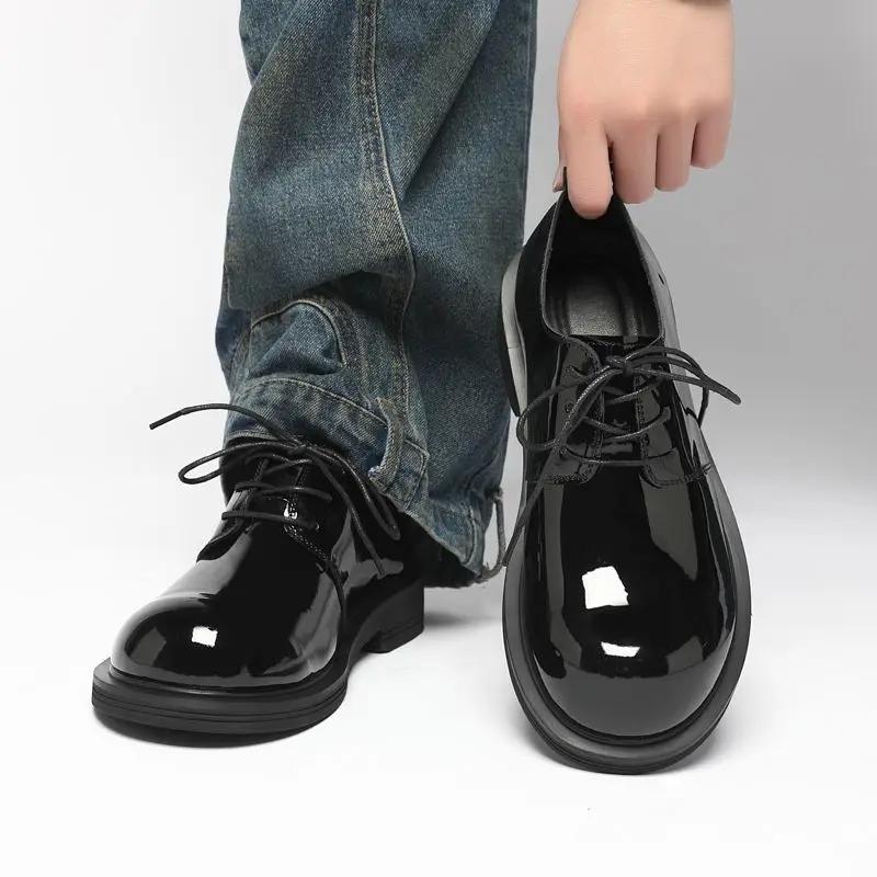 Chaussures Derby en cuir pour hommes, haut de gamme, respirantes, polies, brillantes, tendance, gran