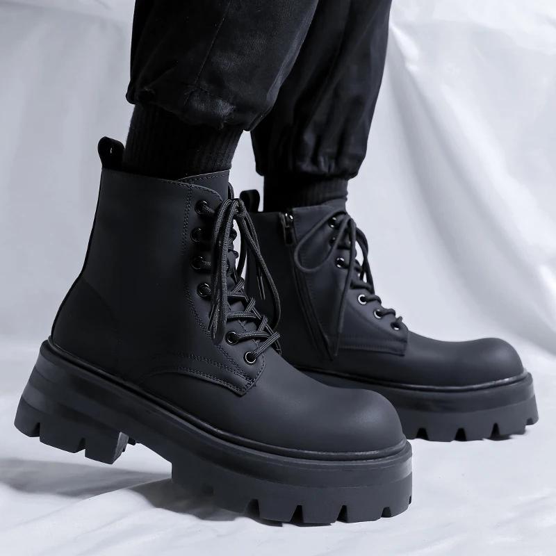 Bottes de rinçage de style britannique pour hommes, de haute qualité, zones noires solides, 03, robe