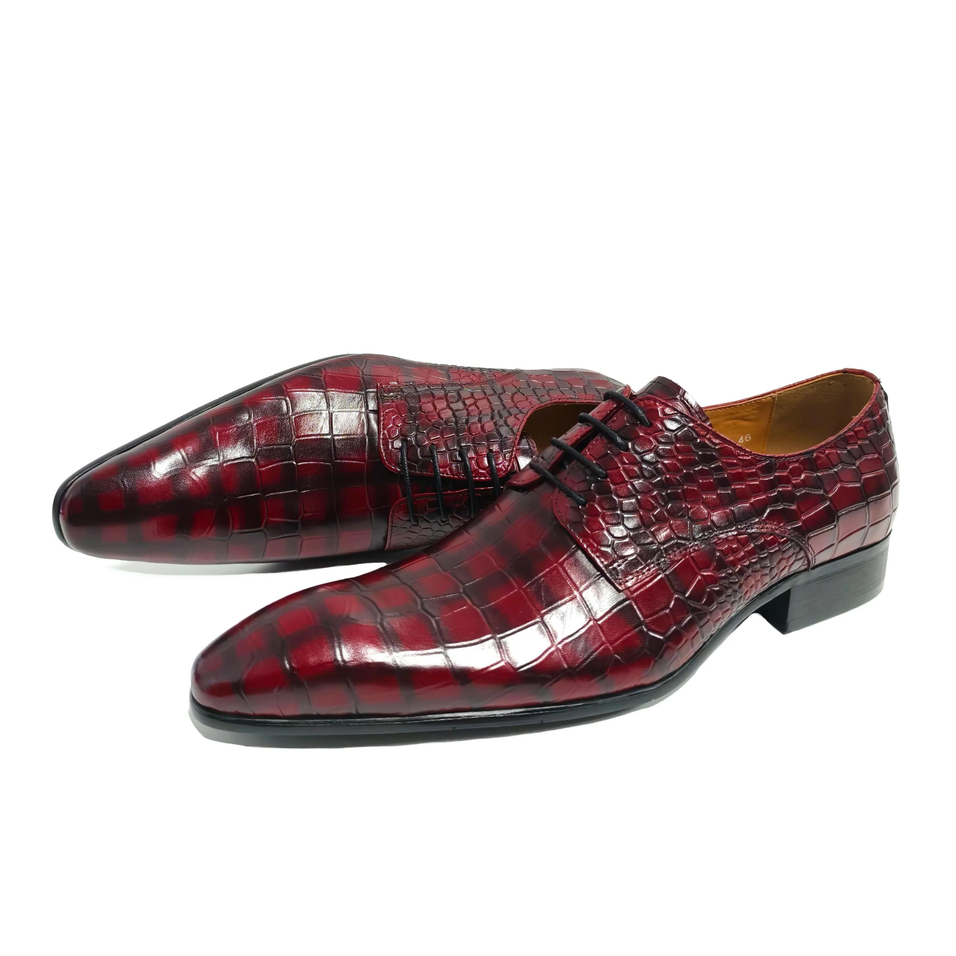 Chaussures de soirée de mariage pour hommes, chaussures de luxe à lacets, chaussures derby personnal