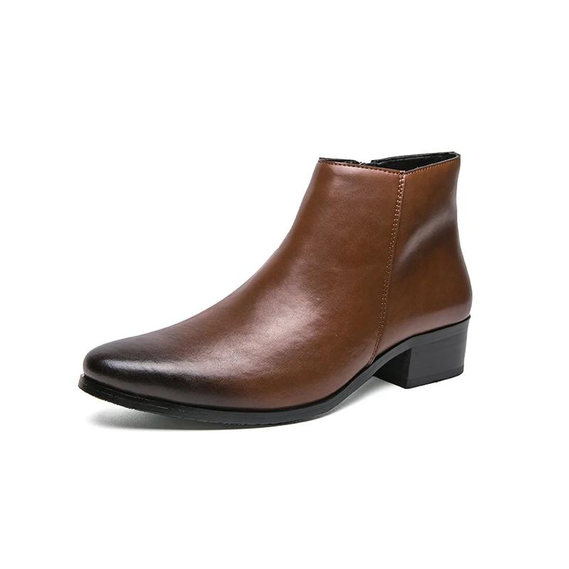 Bottines Chelsea classiques noires pour hommes, bottines en cuir à bout pointu de Style britannique,
