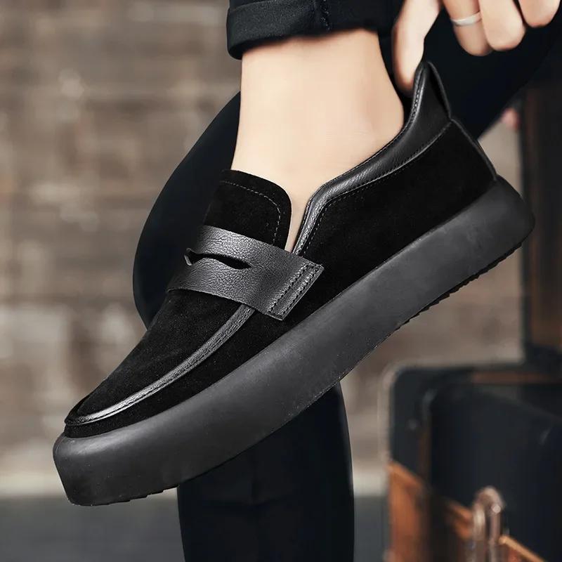 Mocassins hommes chaussures en cuir chaussures de marche affaires antidérapant fond souple mocassins de travail rond chaussures à fond plat baskets d'extérieur