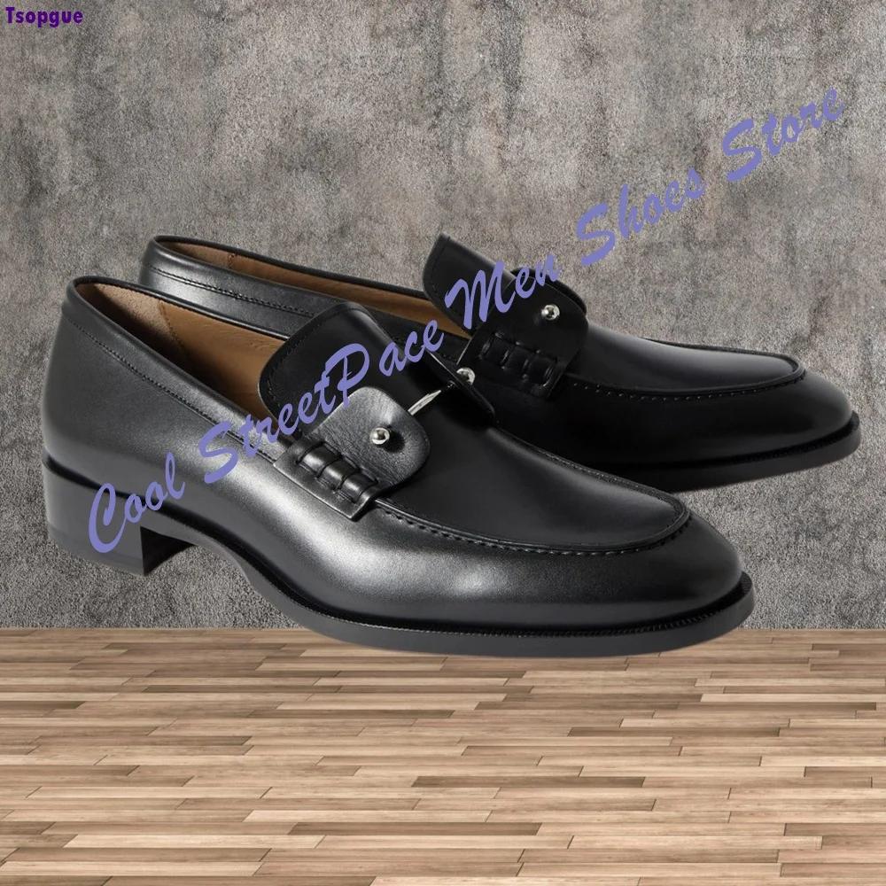 Mocassins Penny en métal pour hommes, marron et noir, en cuir lisse, à bout carré, à enfiler, chaussures habillées formelles pour le bureau et les affaires
